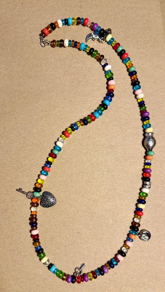 Beaded Necklace with Charms