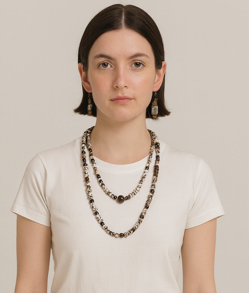 Dalmatian Jasper and Tiger Eye and Earring Set for the Ages