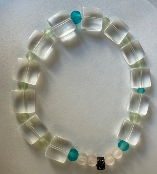 Clear glass beaded bracelet or anklet