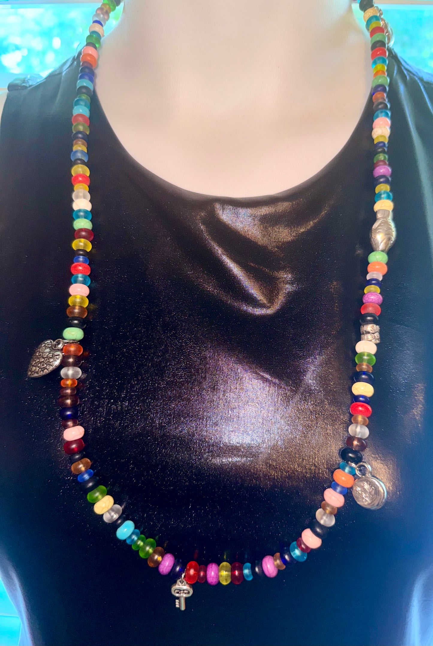 Beaded Necklace with Charms