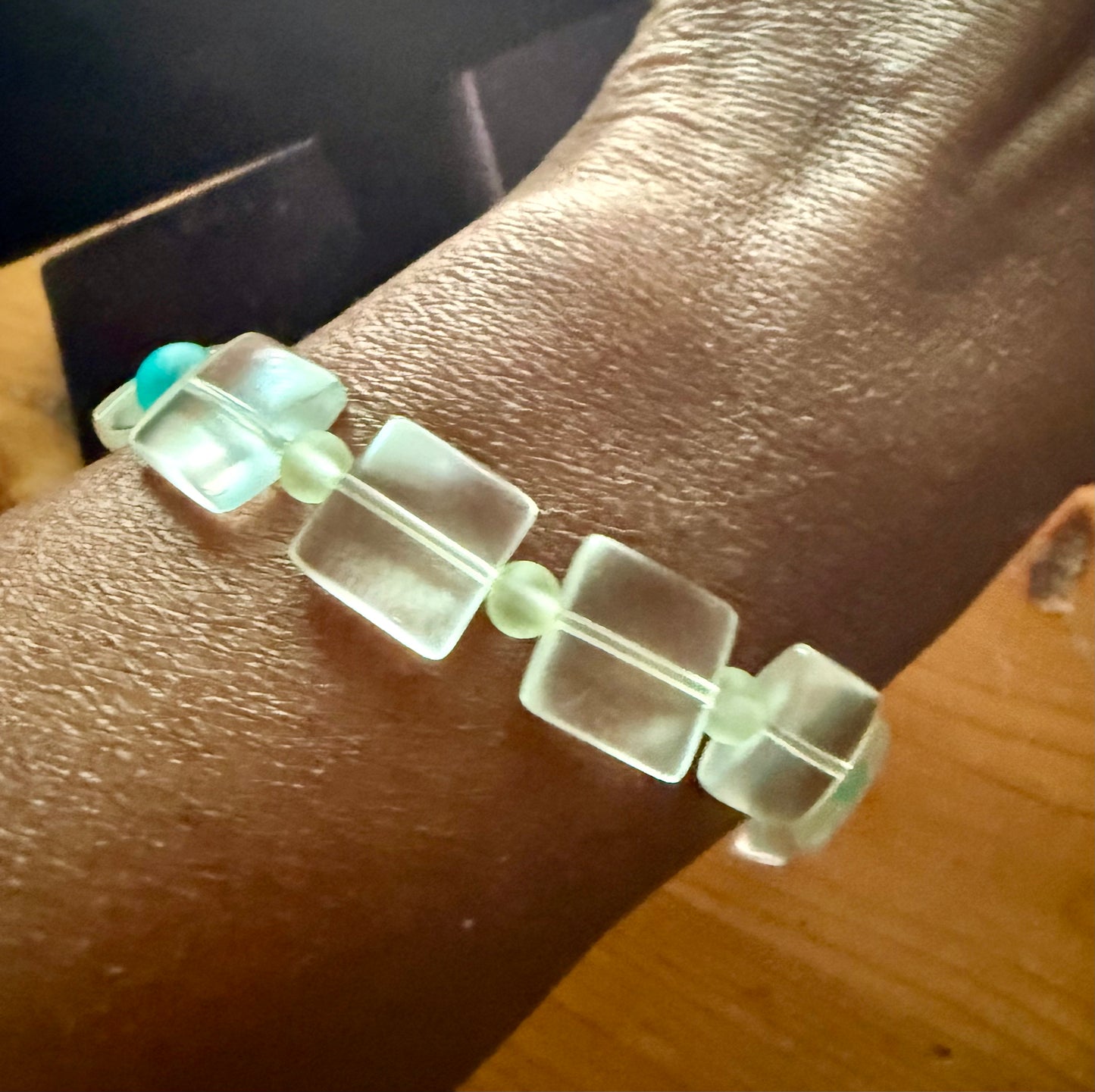 Clear glass beaded bracelet or anklet