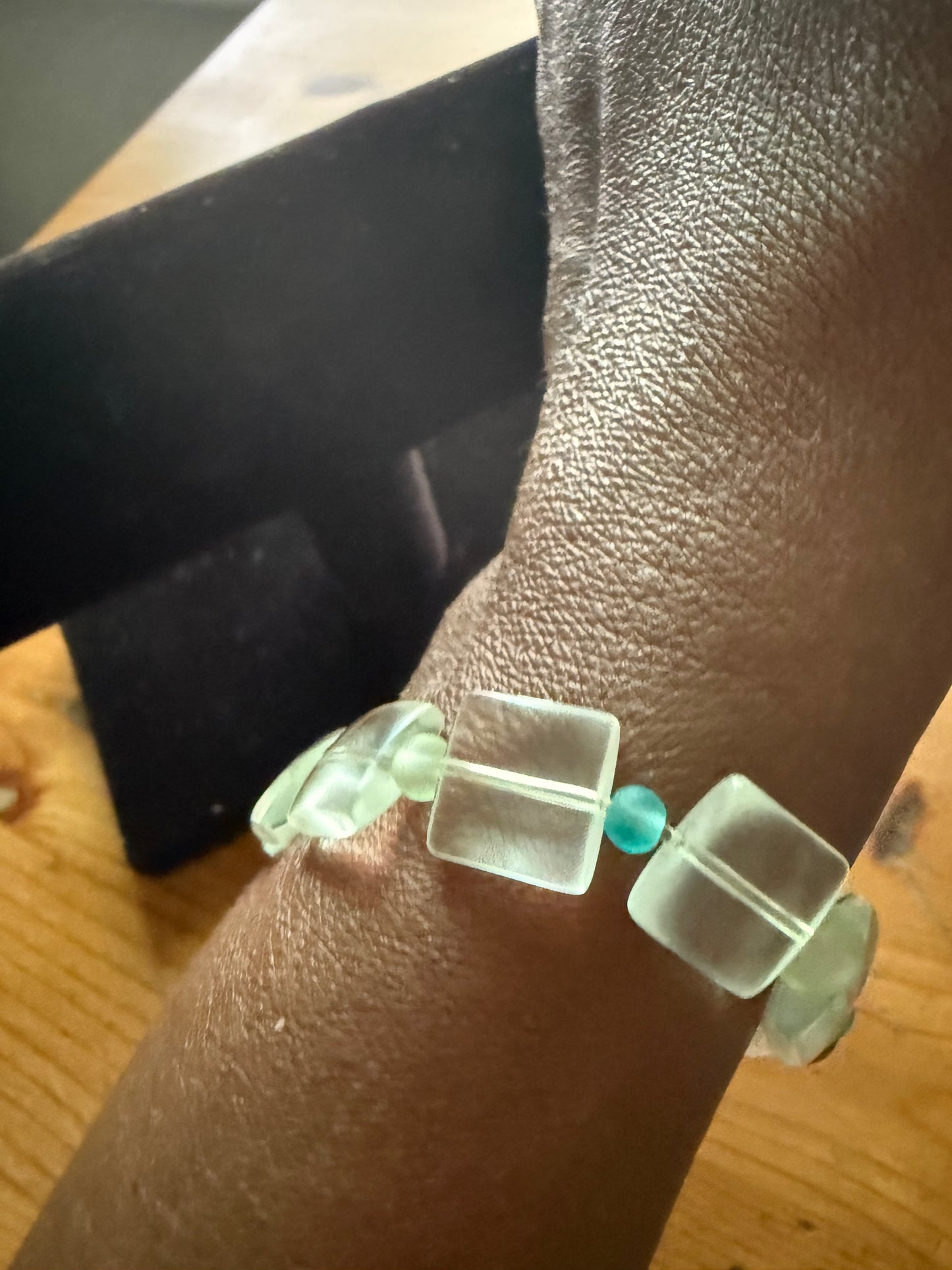 Clear glass beaded bracelet or anklet