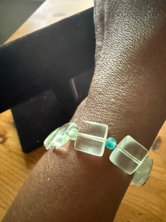 Clear glass beaded bracelet or anklet